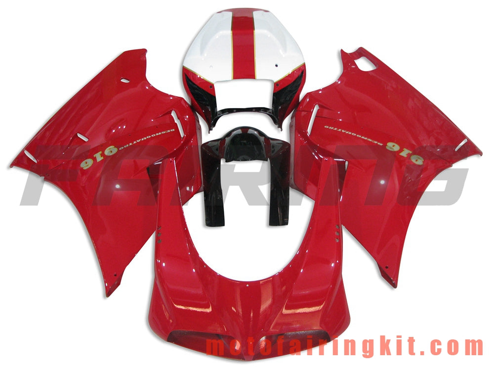 Fairing Kits Fit for 996 748 916 998 Biposto 1996 1997 1998 1999 2000 2001 2002 Plastic ABS Injection Mold Complete Motorcycle Body Aftermarket Bodywork Frame (Red & White) B001