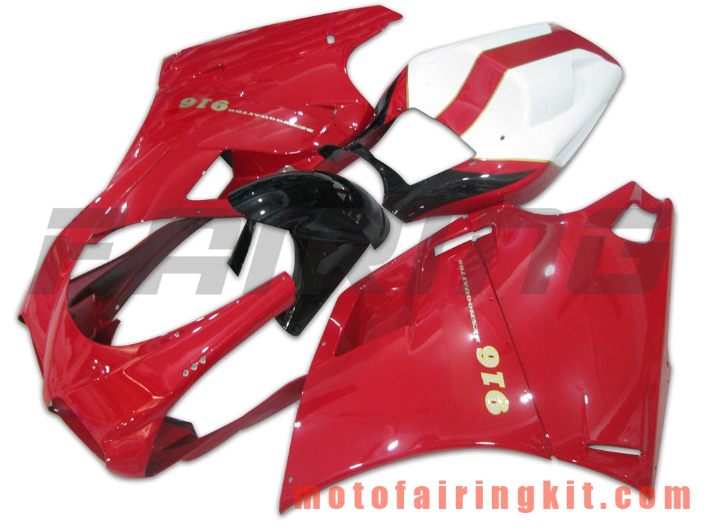 Fairing Kits Fit for 996 748 916 998 Biposto 1996 1997 1998 1999 2000 2001 2002 Plastic ABS Injection Mold Complete Motorcycle Body Aftermarket Bodywork Frame (Red & White) B001