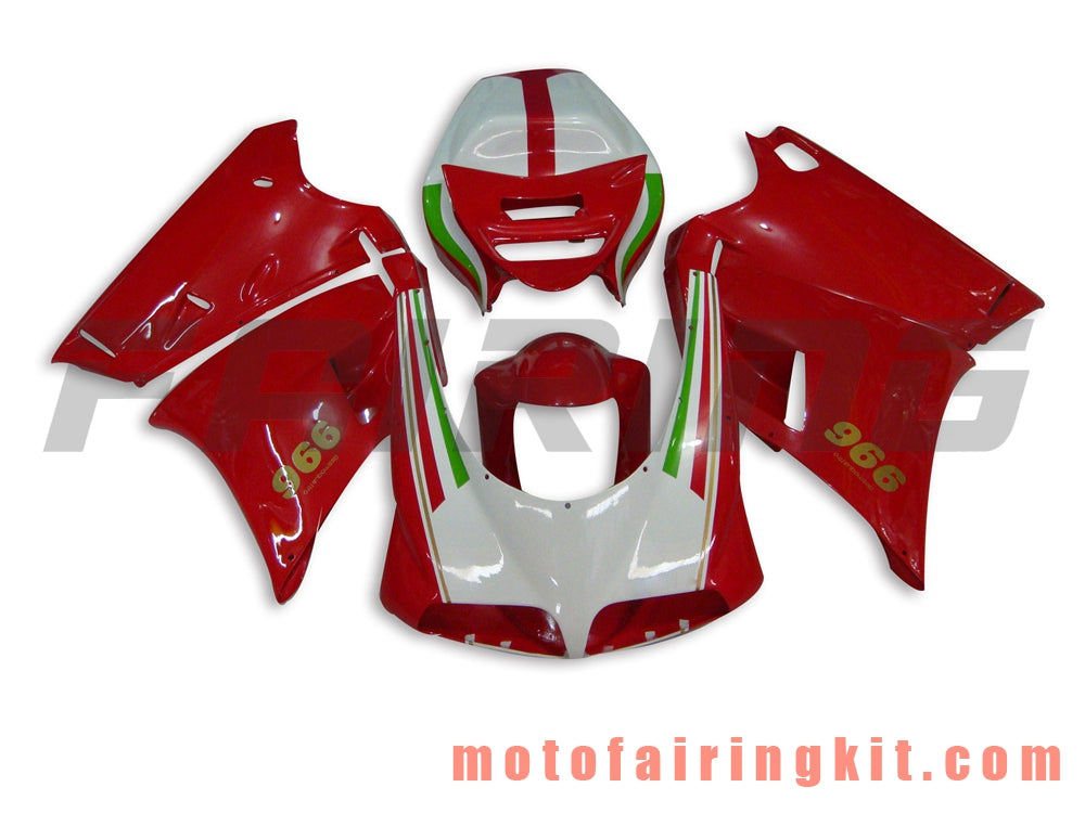 Fairing Kits Fit for 996 748 916 998 Biposto 1996 1997 1998 1999 2000 2001 2002 Plastic ABS Injection Mold Complete Motorcycle Body Aftermarket Bodywork Frame (Red & White) B004