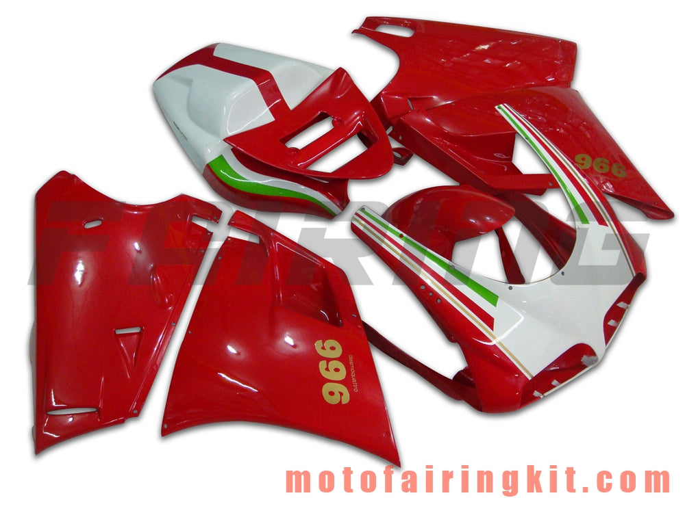 Fairing Kits Fit for 996 748 916 998 Biposto 1996 1997 1998 1999 2000 2001 2002 Plastic ABS Injection Mold Complete Motorcycle Body Aftermarket Bodywork Frame (Red & White) B004