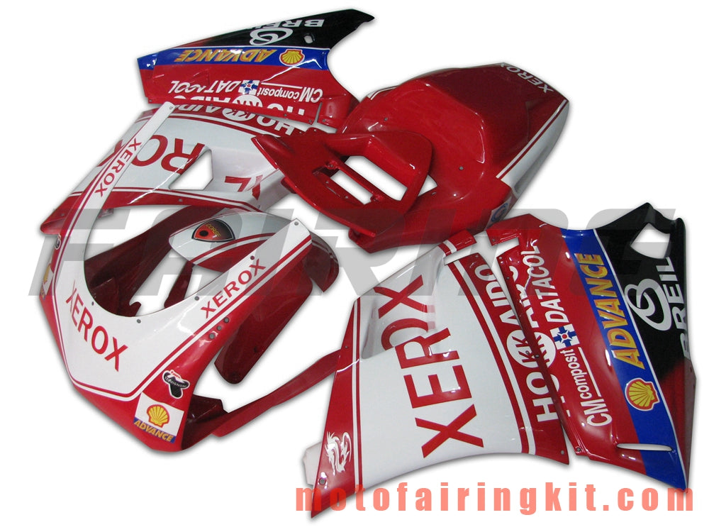 Fairing Kits Fit for 996 748 916 998 Biposto 1996 1997 1998 1999 2000 2001 2002 Plastic ABS Injection Mold Complete Motorcycle Body Aftermarket Bodywork Frame (Red & White) B005