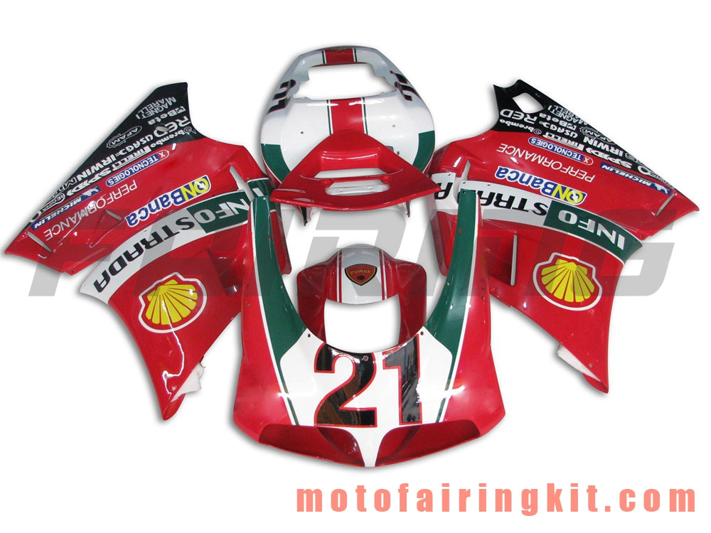 Fairing Kits Fit for 996 748 916 998 Biposto 1996 1997 1998 1999 2000 2001 2002 Plastic ABS Injection Mold Complete Motorcycle Body Aftermarket Bodywork Frame (Red & White) B006