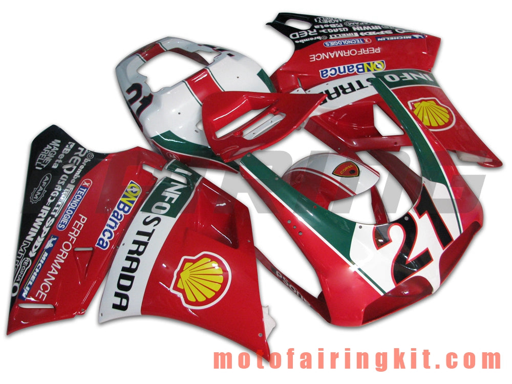 Fairing Kits Fit for 996 748 916 998 Biposto 1996 1997 1998 1999 2000 2001 2002 Plastic ABS Injection Mold Complete Motorcycle Body Aftermarket Bodywork Frame (Red & White) B006