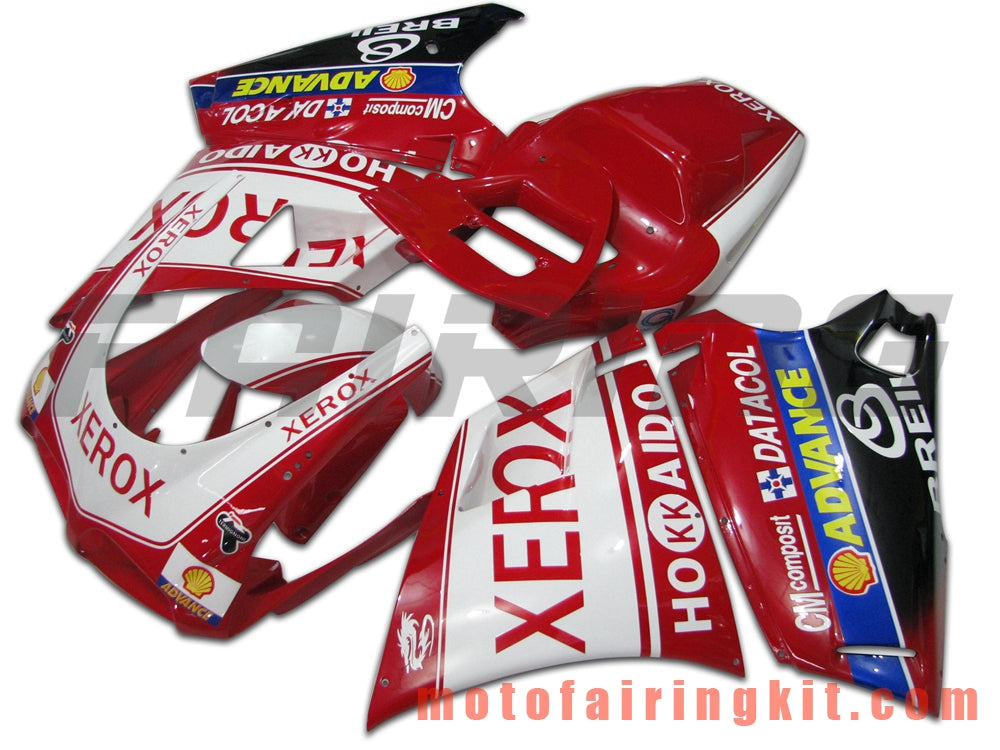 Fairing Kits Fit for 996 748 916 998 Biposto 1996 1997 1998 1999 2000 2001 2002 Plastic ABS Injection Mold Complete Motorcycle Body Aftermarket Bodywork Frame (Red & White) B007