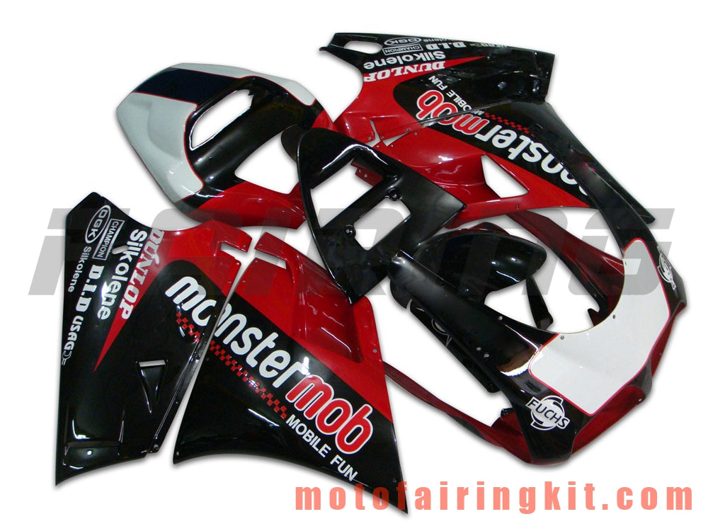 Fairing Kits Fit for 996 748 916 998 Biposto 1996 1997 1998 1999 2000 2001 2002 Plastic ABS Injection Mold Complete Motorcycle Body Aftermarket Bodywork Frame (Black & Red) B010