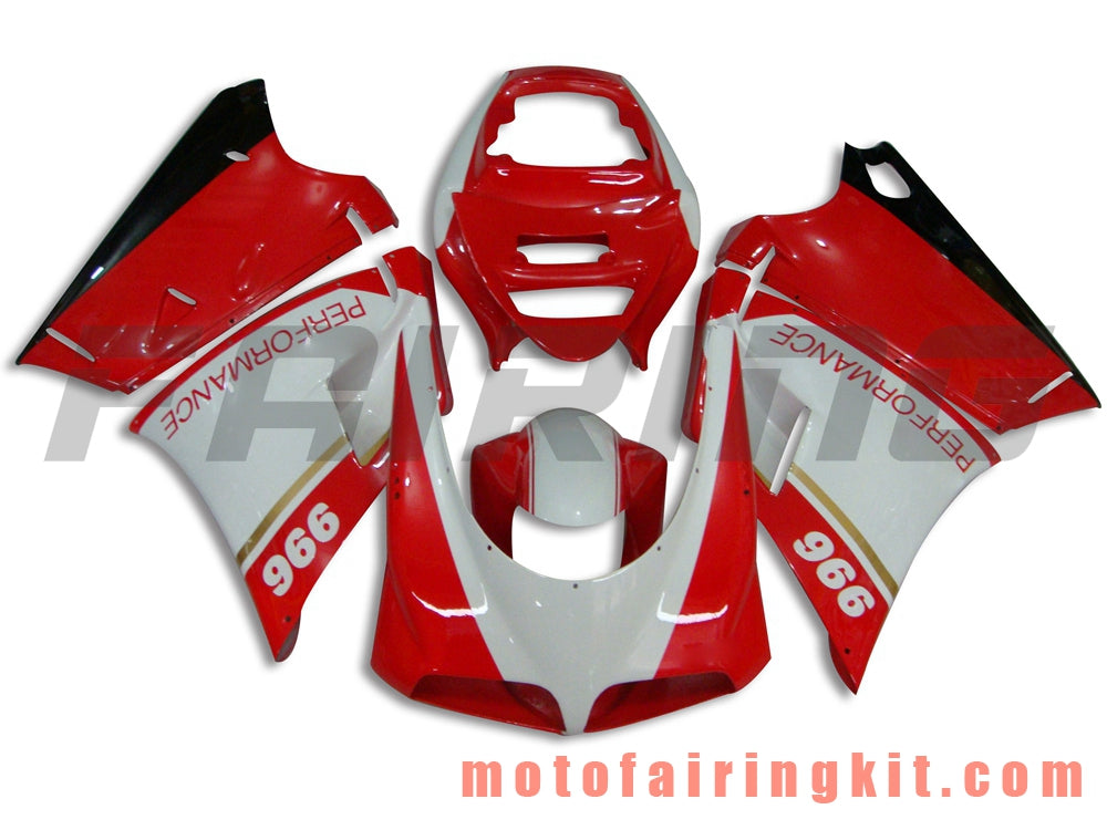 Kits de carenado aptos para 996 748 916 998 Biposto 1996 1997 1998 1999 2000 2001 2002 Molde de inyección de plástico ABS Carrocería completa para motocicleta Marco de carrocería de posventa (rojo y blanco) B015