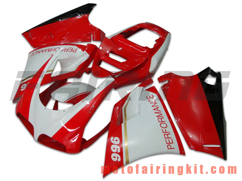 Fairing Kits Fit for 996 748 916 998 Biposto 1996 1997 1998 1999 2000 2001 2002 Plastic ABS Injection Mold Complete Motorcycle Body Aftermarket Bodywork Frame (Red & White) B015