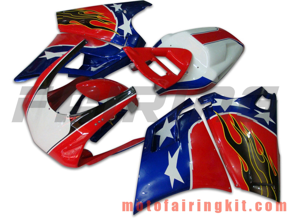 Fairing Kits Fit for 996 748 916 998 Biposto 1996 1997 1998 1999 2000 2001 2002 Plastic ABS Injection Mold Complete Motorcycle Body Aftermarket Bodywork Frame (Red & Blue) B018