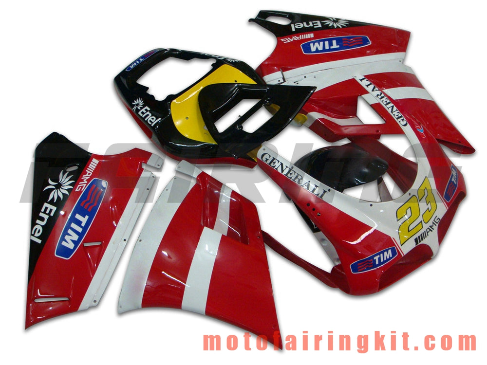 Fairing Kits Fit for 996 748 916 998 Biposto 1996 1997 1998 1999 2000 2001 2002 Plastic ABS Injection Mold Complete Motorcycle Body Aftermarket Bodywork Frame (Red & Black) B019