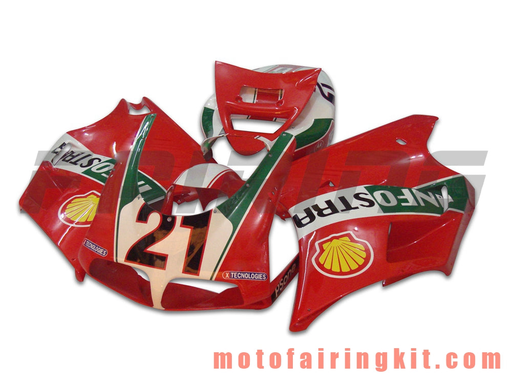 Fairing Kits Fit for 996 748 916 998 Biposto 1996 1997 1998 1999 2000 2001 2002 Plastic ABS Injection Mold Complete Motorcycle Body Aftermarket Bodywork Frame (Red & White) B029