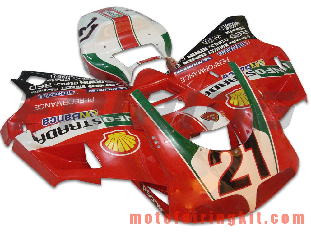 Fairing Kits Fit for 996 748 916 998 Biposto 1996 1997 1998 1999 2000 2001 2002 Plastic ABS Injection Mold Complete Motorcycle Body Aftermarket Bodywork Frame (Red & White) B030