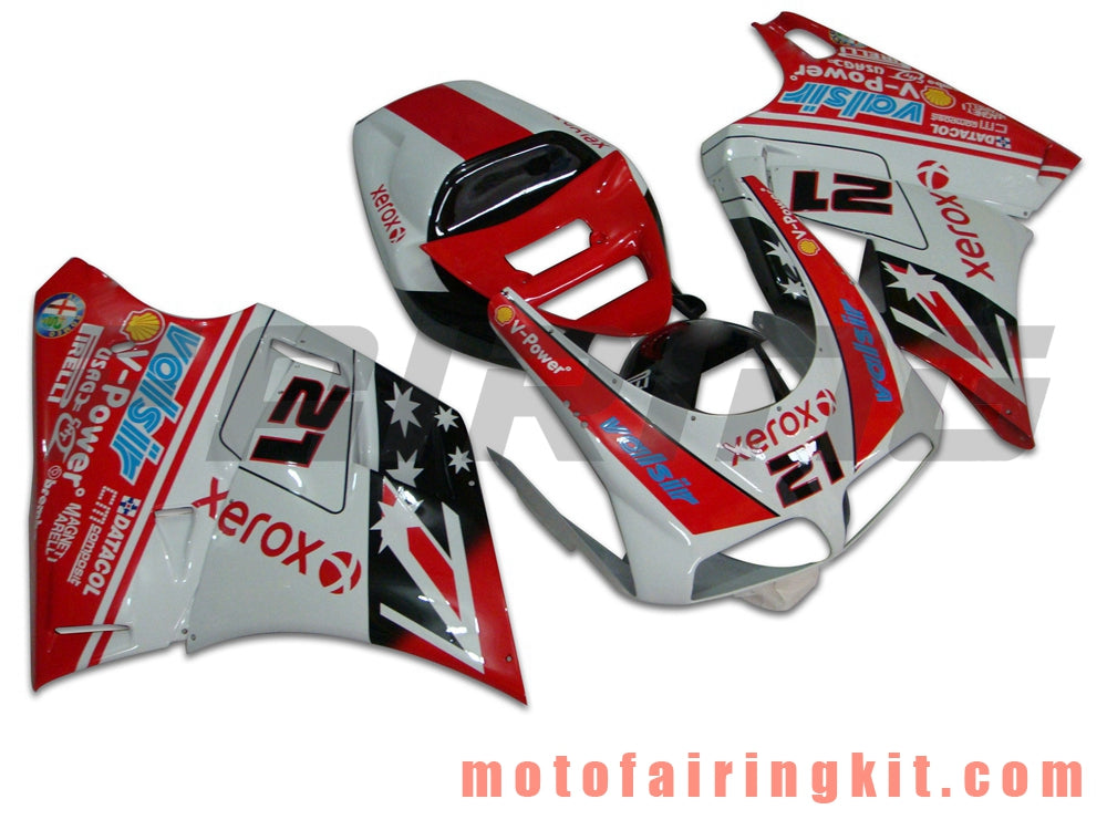 Fairing Kits Fit for 996 748 916 998 Biposto 1996 1997 1998 1999 2000 2001 2002 Plastic ABS Injection Mold Complete Motorcycle Body Aftermarket Bodywork Frame (Red & White) B031