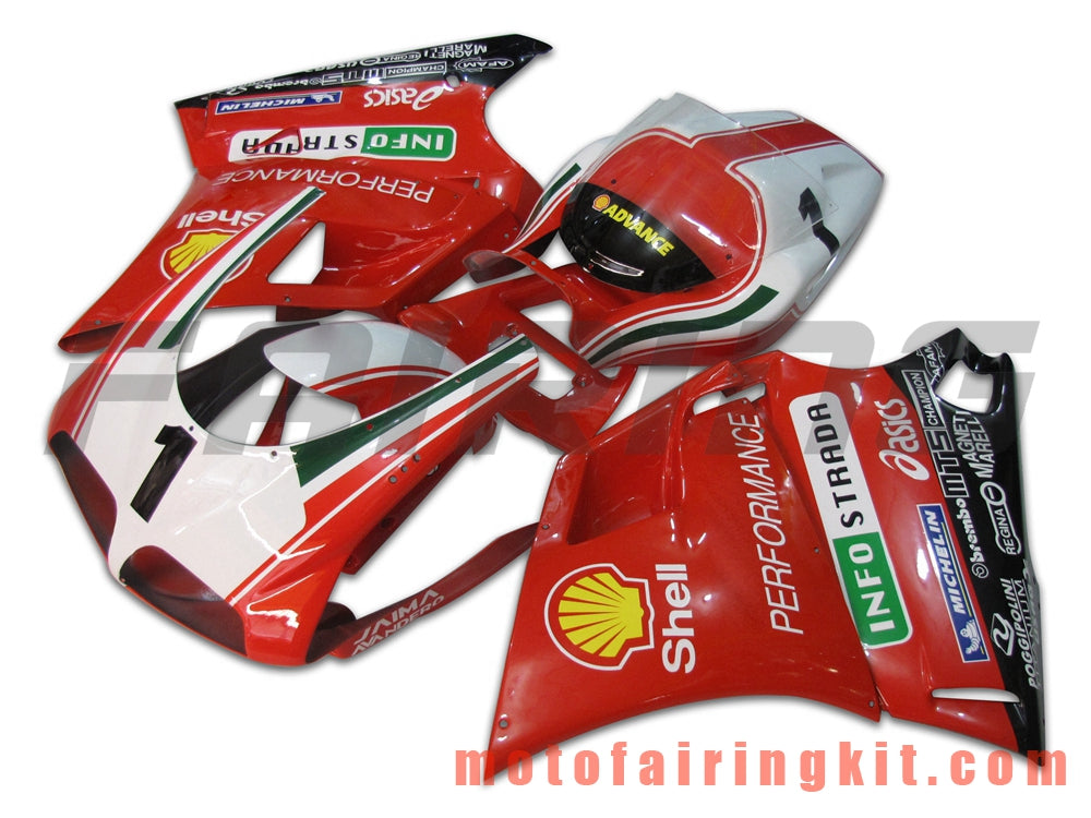 Fairing Kits Fit for 996 748 916 998 Biposto 1996 1997 1998 1999 2000 2001 2002 Plastic ABS Injection Mold Complete Motorcycle Body Aftermarket Bodywork Frame (Red & White) B032