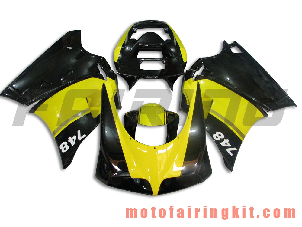 Fairing Kits Fit for 996 748 916 998 Biposto 1996 1997 1998 1999 2000 2001 2002 Plastic ABS Injection Mold Complete Motorcycle Body Aftermarket Bodywork Frame (Black & Yellow) B034