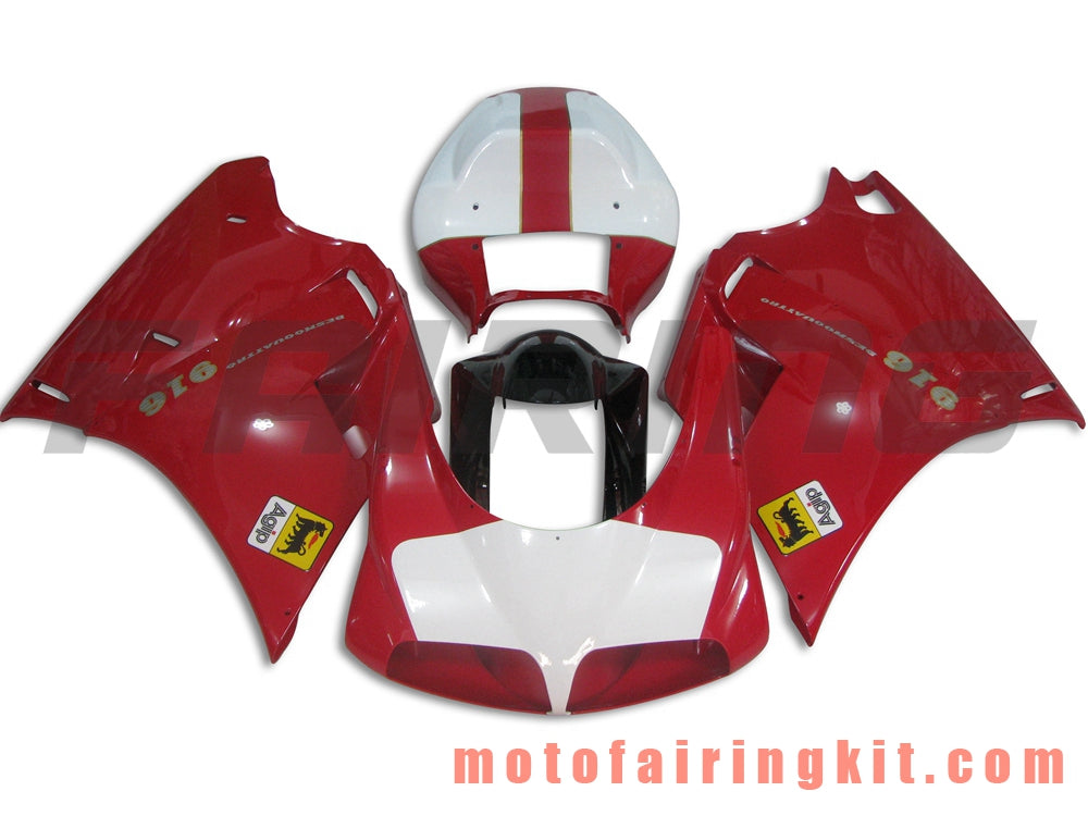 Fairing Kits Fit for 996 748 916 998 Biposto 1996 1997 1998 1999 2000 2001 2002 Plastic ABS Injection Mold Complete Motorcycle Body Aftermarket Bodywork Frame (Red & White) B039