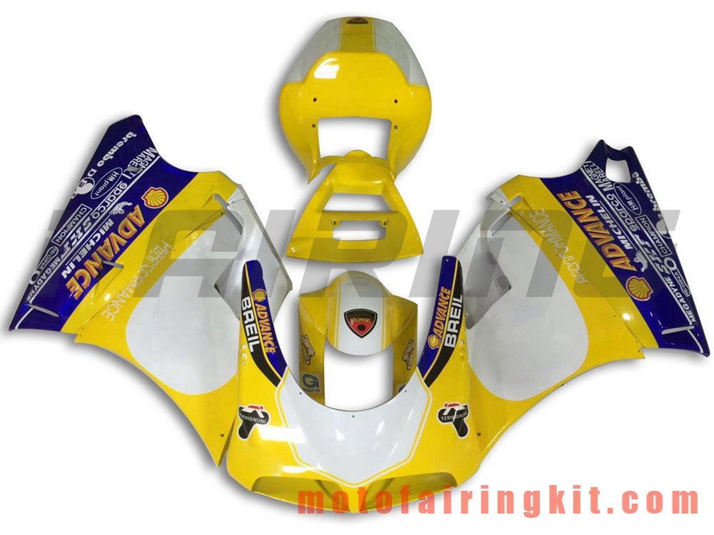 Kits de carenado aptos para 996 748 916 998 Biposto 1996 1997 1998 1999 2000 2001 2002 Molde de inyección de plástico ABS Carrocería completa para motocicleta Marco de carrocería de posventa (amarillo y azul) B040