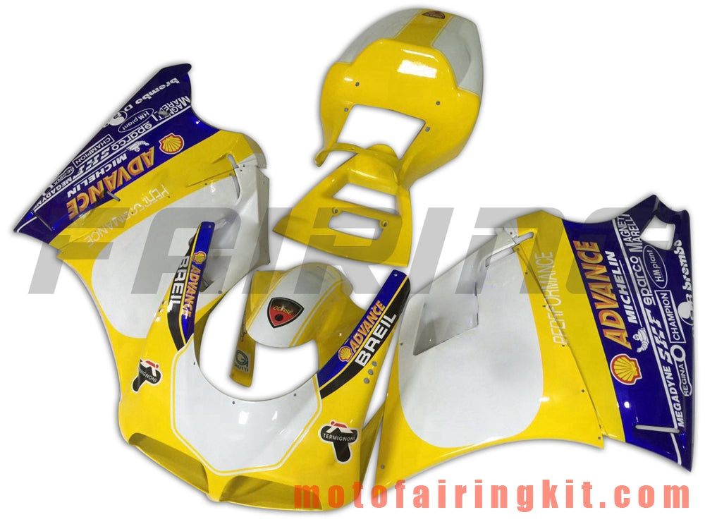 Fairing Kits Fit for 996 748 916 998 Biposto 1996 1997 1998 1999 2000 2001 2002 Plastic ABS Injection Mold Complete Motorcycle Body Aftermarket Bodywork Frame (Yellow & Blue) B040