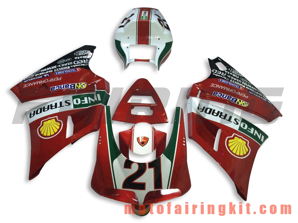 Fairing Kits Fit for 996 748 916 998 Biposto 1996 1997 1998 1999 2000 2001 2002 Plastic ABS Injection Mold Complete Motorcycle Body Aftermarket Bodywork Frame (Red & White) B043