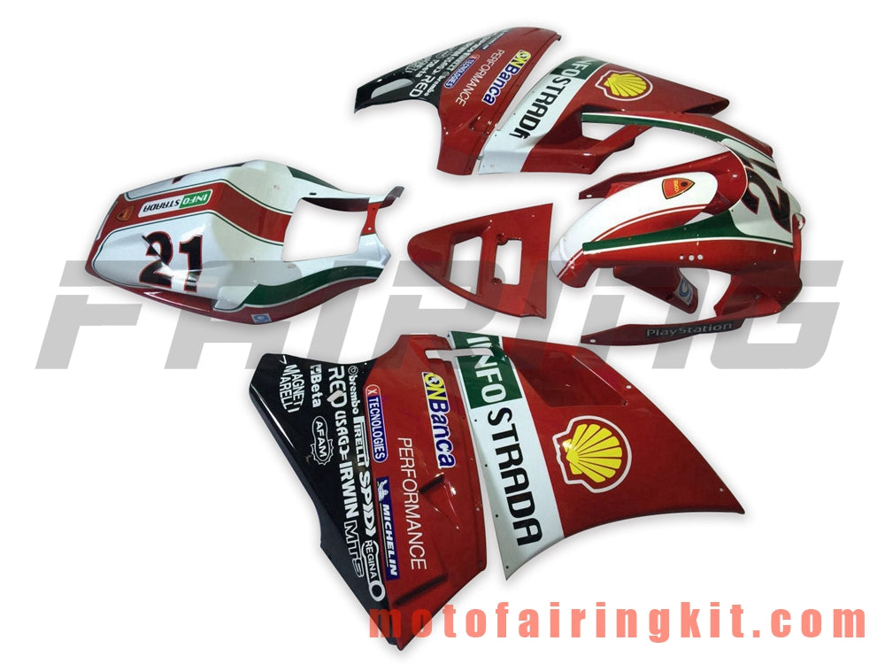 Fairing Kits Fit for 996 748 916 998 Biposto 1996 1997 1998 1999 2000 2001 2002 Plastic ABS Injection Mold Complete Motorcycle Body Aftermarket Bodywork Frame (Red & White) B043