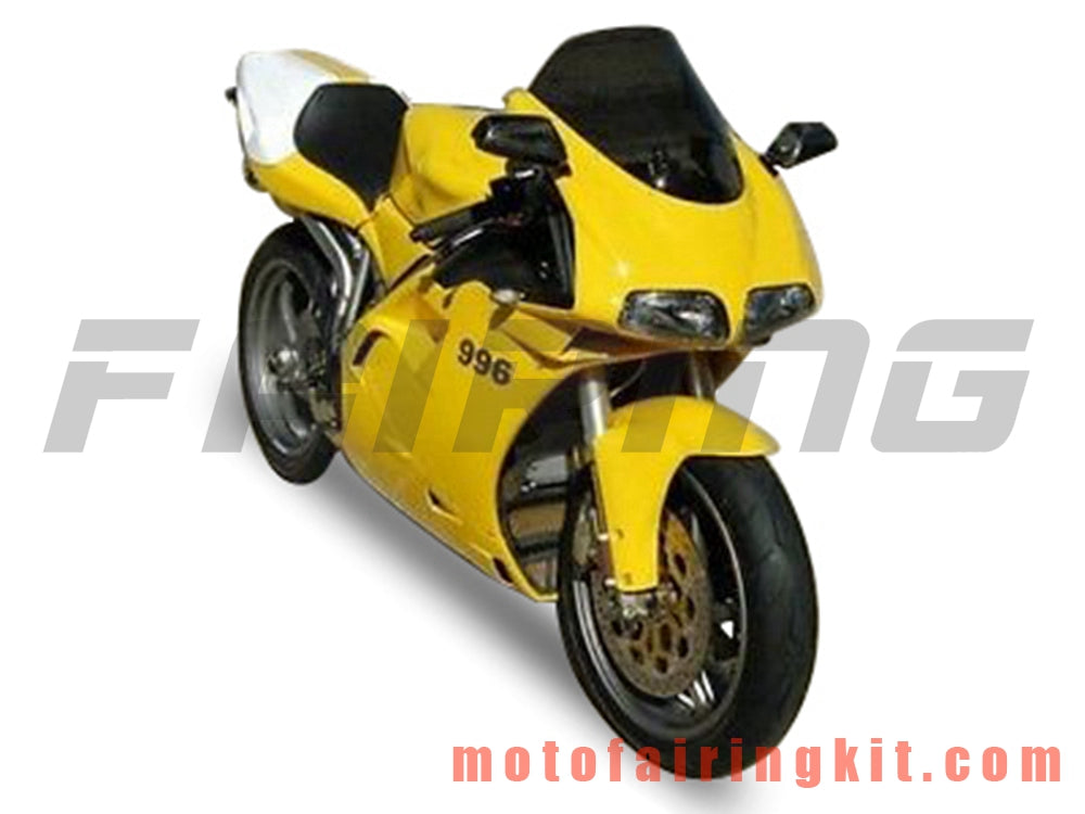 Fairing Kits Fit for 996 748 916 998 Biposto 1996 1997 1998 1999 2000 2001 2002 Plastic ABS Injection Mold Complete Motorcycle Body Aftermarket Bodywork Frame (Yellow & White) B044