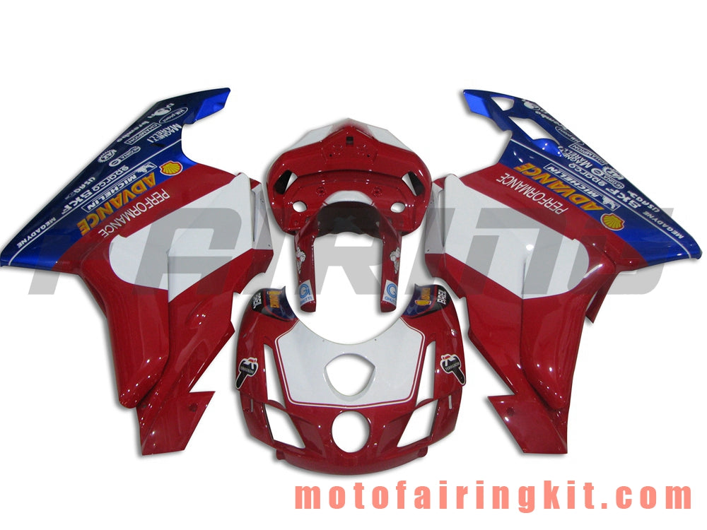 Kits de carenado aptos para 999 749 Monoposto 2003 2004 03 04 Molde de inyección de plástico ABS Carrocería completa para motocicleta Carrocería del mercado de accesorios Marco (rojo y azul) B002