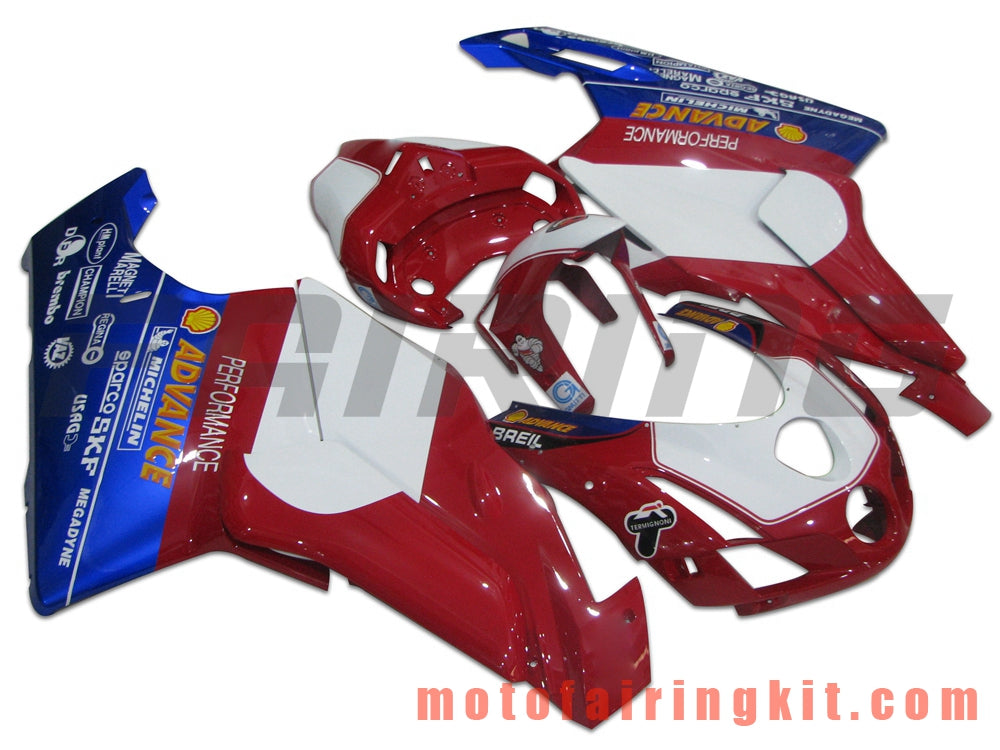 Kits de carenado aptos para 999 749 Monoposto 2003 2004 03 04 Molde de inyección de plástico ABS Carrocería completa para motocicleta Carrocería del mercado de accesorios Marco (rojo y azul) B002