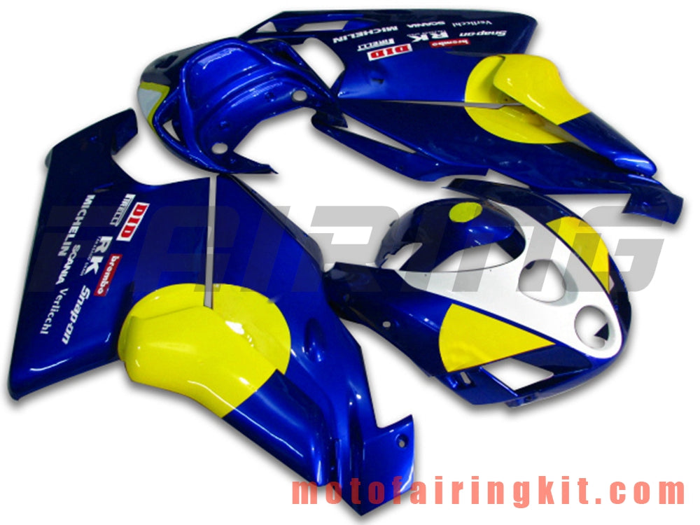 Kits de carenado aptos para 999 749 Monoposto 2003 2004 03 04 Molde de inyección de plástico ABS Carrocería completa para motocicleta Carrocería del mercado de accesorios Marco (azul y amarillo) B014