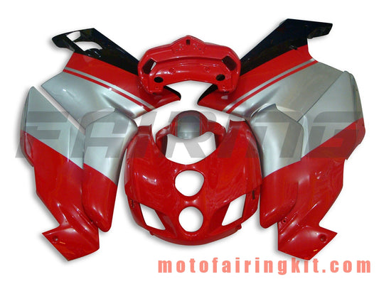 Kits de carenado aptos para 999 749 Monoposto 2005 2006 05 06 Molde de inyección de plástico ABS Carrocería completa para motocicleta Marco de carrocería de posventa (rojo y plateado) B007