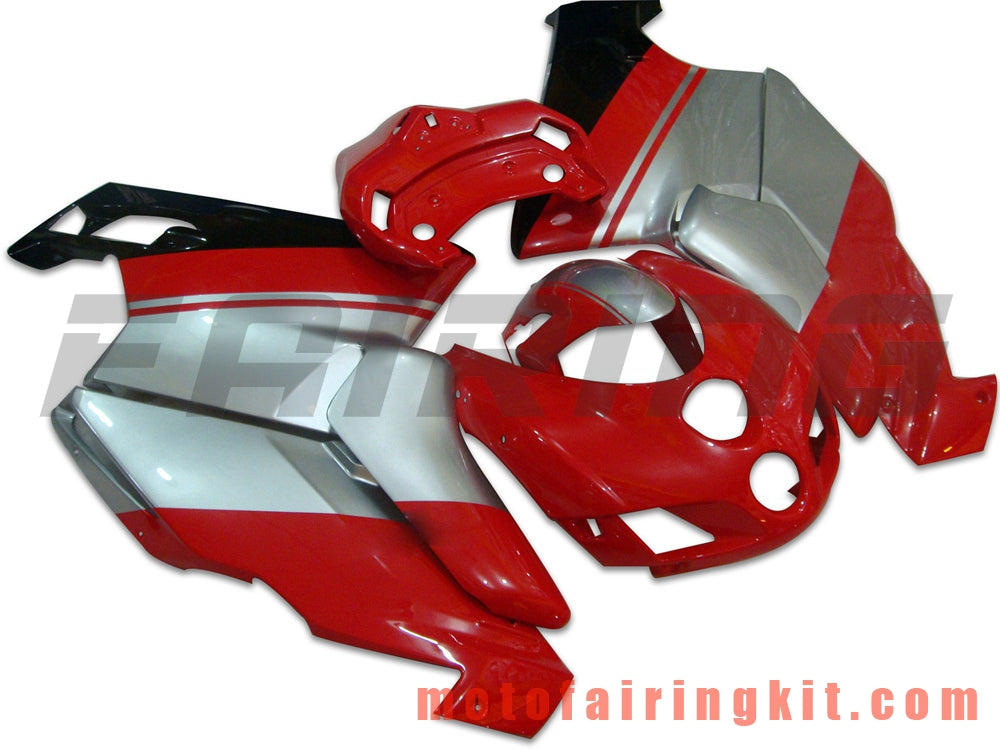 Kits de carenado aptos para 999 749 Monoposto 2005 2006 05 06 Molde de inyección de plástico ABS Carrocería completa para motocicleta Marco de carrocería de posventa (rojo y plateado) B007