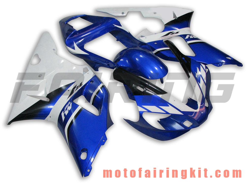 フェアリングキット YZF-1000 R1 2000 2001 YZF 1000 R1 00 01 プラスチック ABS 射出成形 完全なオートバイボディ アフターマーケットボディワークフレーム (ブルー &amp; ホワイト) B009