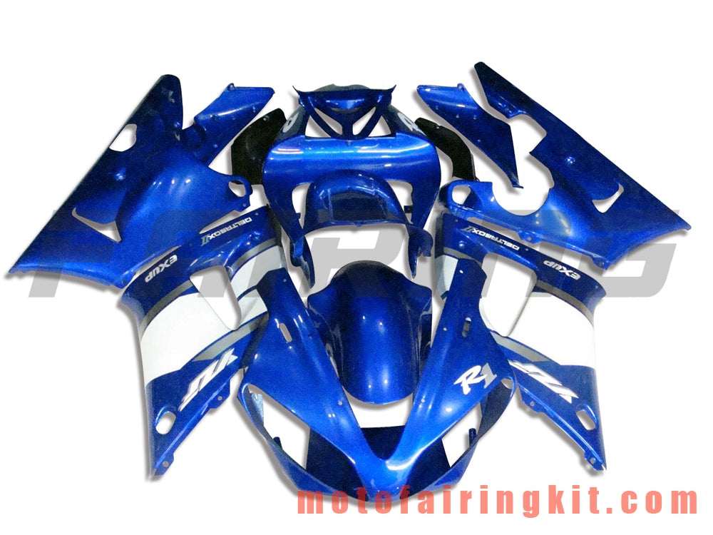 フェアリングキット YZF-1000 R1 2000 2001 YZF 1000 R1 00 01 プラスチック ABS 射出成形 完全なオートバイボディ アフターマーケットボディワークフレーム (ブルー &amp; ホワイト) B012