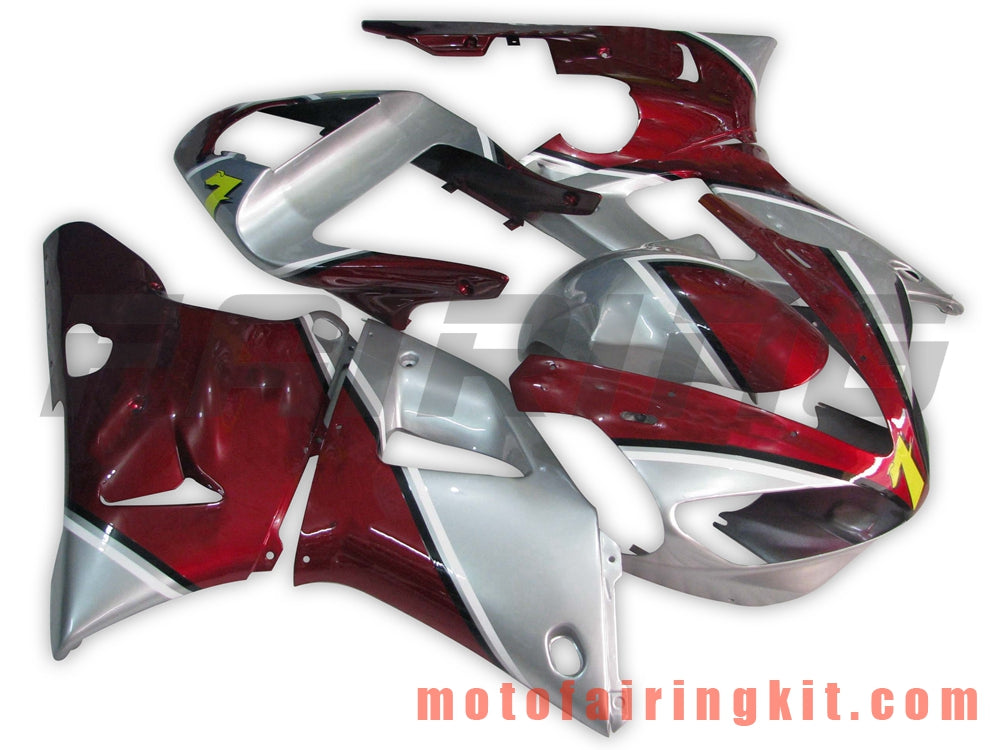 Fairing Kits Fit for YZF-1000 R1 2000 2001 YZF 1000 R1 00 01 Plastic ABS Injection Mold Complete Motorcycle Body Aftermarket Bodywork Frame (Red & Silver) B013