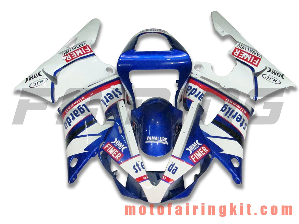 Kits de carenado aptos para YZF-1000 R1 2000 2001 YZF 1000 R1 00 01 Molde de inyección de plástico ABS Carrocería completa para motocicleta Marco de carrocería de posventa (azul y blanco) B018