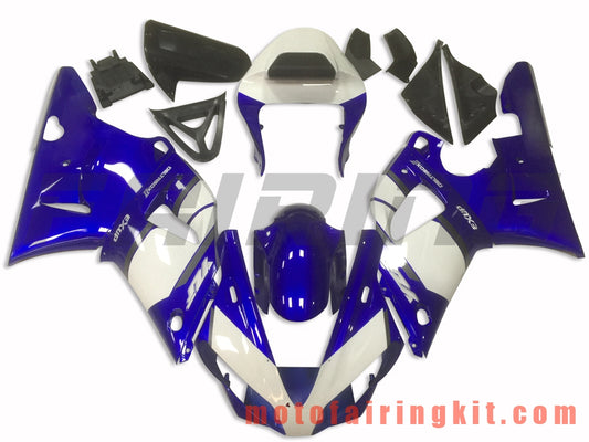 フェアリングキット YZF-1000 R1 2000 2001 YZF 1000 R1 00 01 プラスチック ABS 射出成形 完全なオートバイボディ アフターマーケットボディワークフレーム (ブルー &amp; ホワイト) B037