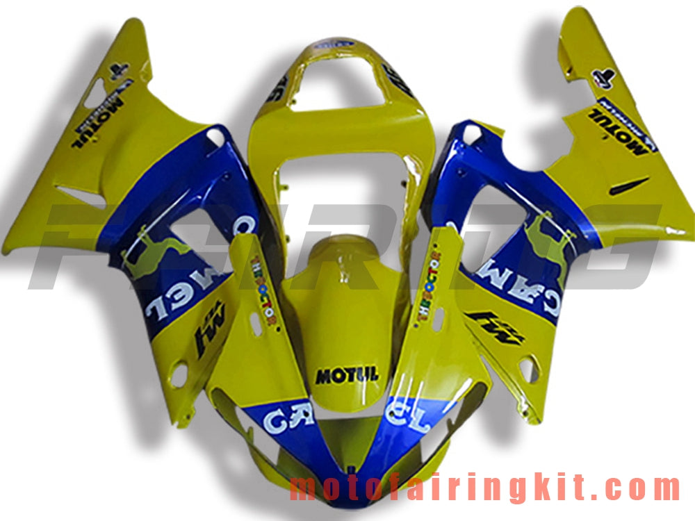 Fairing Kits Fit for YZF-1000 R1 2000 2001 YZF 1000 R1 00 01 Plastic ABS Injection Mold Complete Motorcycle Body Aftermarket Bodywork Frame (Yellow & Blue) B041