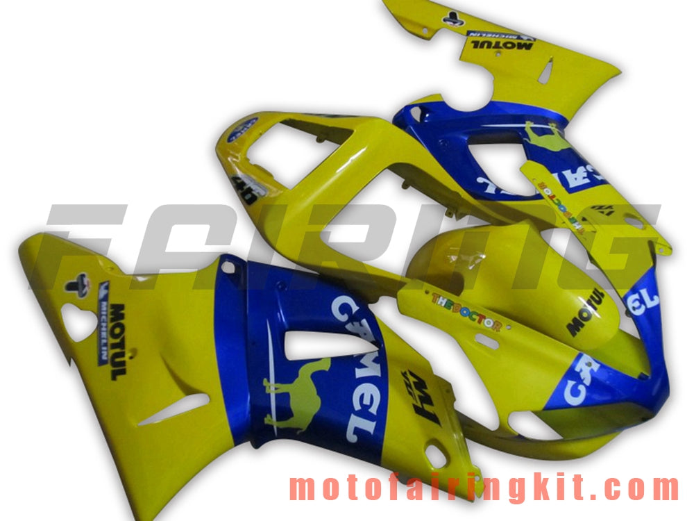 Fairing Kits Fit for YZF-1000 R1 2000 2001 YZF 1000 R1 00 01 Plastic ABS Injection Mold Complete Motorcycle Body Aftermarket Bodywork Frame (Yellow & Blue) B041