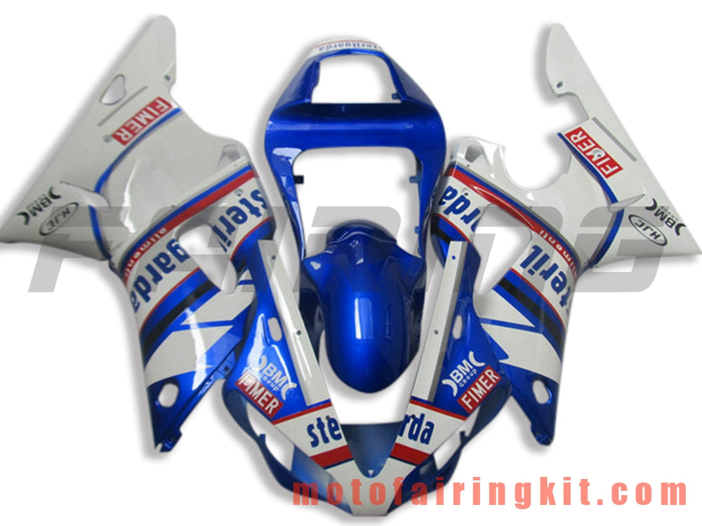 フェアリングキット YZF-1000 R1 2000 2001 YZF 1000 R1 00 01 プラスチック ABS 射出成形 完全なオートバイボディ アフターマーケットボディワークフレーム (ブルー &amp; ホワイト) B044