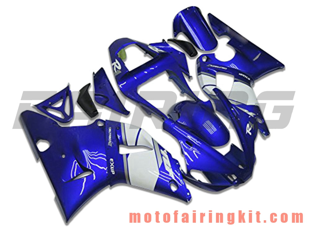 フェアリングキット YZF-1000 R1 2000 2001 YZF 1000 R1 00 01 プラスチック ABS 射出成形 完全なオートバイボディ アフターマーケットボディワークフレーム (ブルー &amp; ホワイト) B050