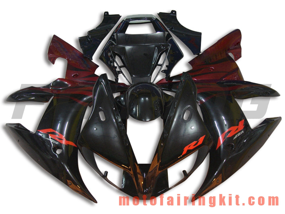 Fairing Kits Fit for YZF-1000 R1 2002 2003 YZF 1000 R1 02 03 Plastic ABS Injection Mold Complete Motorcycle Body Aftermarket Bodywork Frame (Black & Red) B012