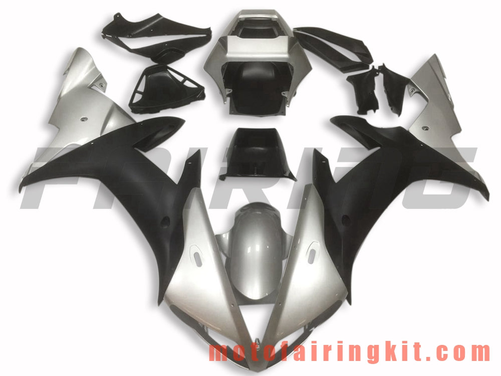 Fairing Kits Fit for YZF-1000 R1 2002 2003 YZF 1000 R1 02 03 Plastic ABS Injection Mold Complete Motorcycle Body Aftermarket Bodywork Frame (Silver & Black) B044