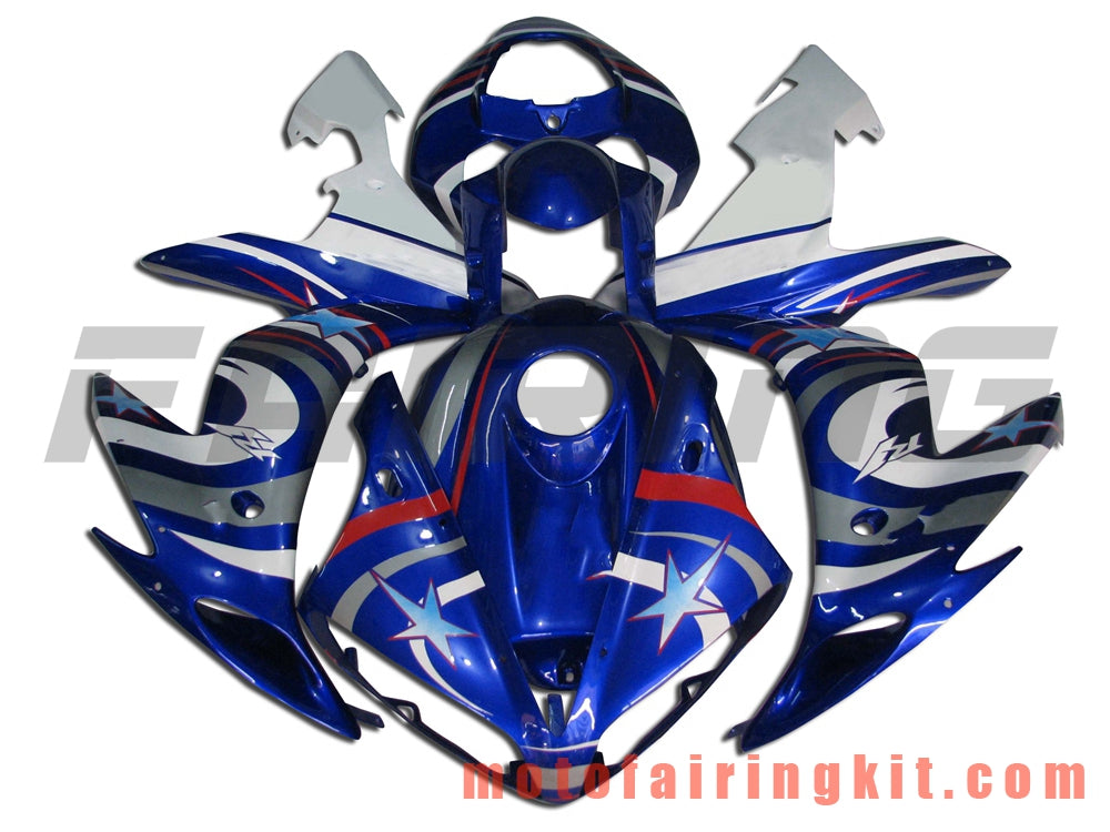 Fairing Kits Fit for YZF-1000 R1 2004 2005 2006 YZF 1000 R1 04 05 06 Plastic ABS Injection Mold Complete Motorcycle Body Aftermarket Bodywork Frame (Blue & White) B016