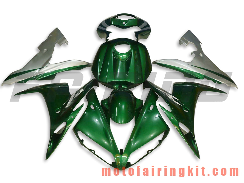 Fairing Kits Fit for YZF-1000 R1 2004 2005 2006 YZF 1000 R1 04 05 06 Plastic ABS Injection Mold Complete Motorcycle Body Aftermarket Bodywork Frame (Green & Silver) B045