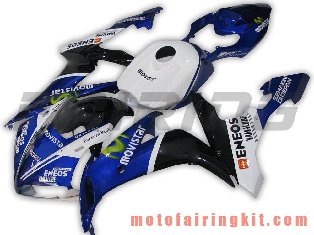 Fairing Kits Fit for YZF-1000 R1 2004 2005 2006 YZF 1000 R1 04 05 06 Plastic ABS Injection Mold Complete Motorcycle Body Aftermarket Bodywork Frame (Blue & White) B060