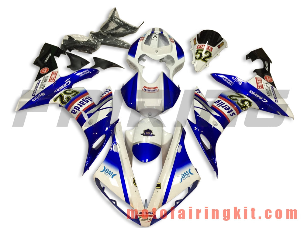 Fairing Kits Fit for YZF-1000 R1 2004 2005 2006 YZF 1000 R1 04 05 06 Plastic ABS Injection Mold Complete Motorcycle Body Aftermarket Bodywork Frame (Blue & White) B070