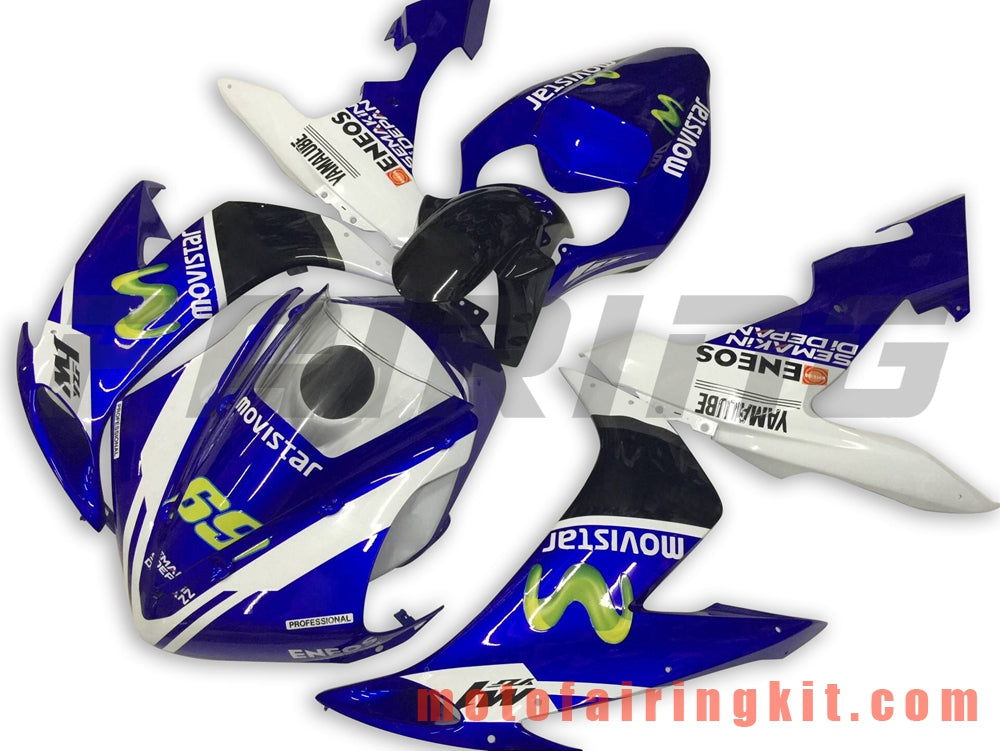 Fairing Kits Fit for YZF-1000 R1 2004 2005 2006 YZF 1000 R1 04 05 06 Plastic ABS Injection Mold Complete Motorcycle Body Aftermarket Bodywork Frame (Blue & White) B074