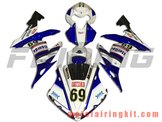 Fairing Kits Fit for YZF-1000 R1 2004 2005 2006 YZF 1000 R1 04 05 06 Plastic ABS Injection Mold Complete Motorcycle Body Aftermarket Bodywork Frame (White & Blue) B077