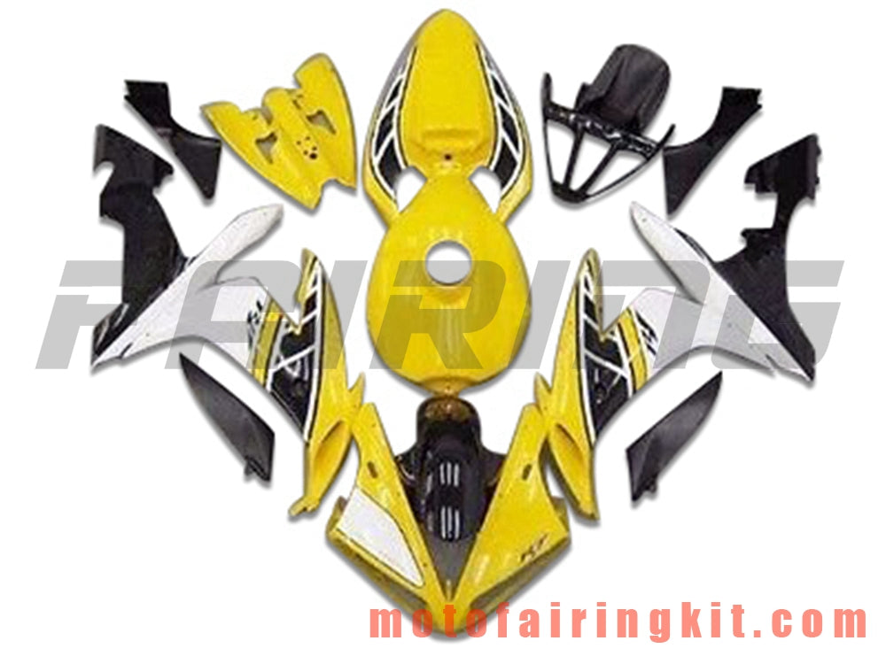 Fairing Kits Fit for YZF-1000 R1 2004 2005 2006 YZF 1000 R1 04 05 06 Plastic ABS Injection Mold Complete Motorcycle Body Aftermarket Bodywork Frame (Yellow & White) B097