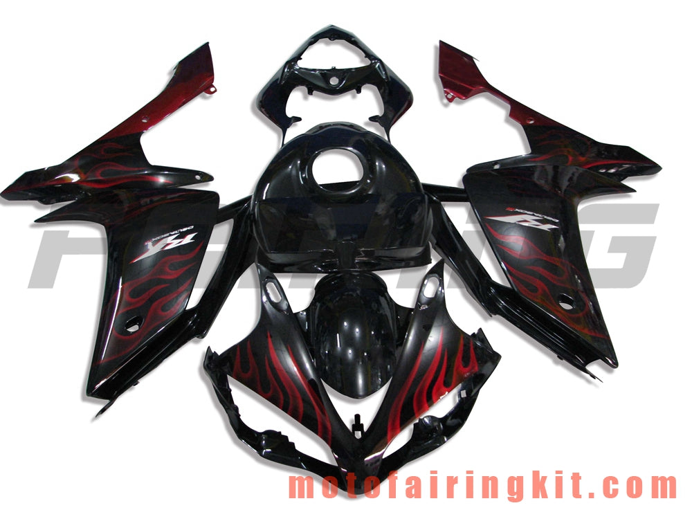 Fairing Kits Fit for YZF-1000 R1 2007 2008 YZF 1000 R1 07 08 Plastic ABS Injection Mold Complete Motorcycle Body Aftermarket Bodywork Frame (Black & Orange) B005