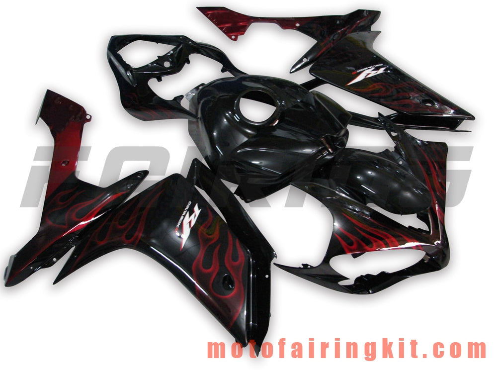 Fairing Kits Fit for YZF-1000 R1 2007 2008 YZF 1000 R1 07 08 Plastic ABS Injection Mold Complete Motorcycle Body Aftermarket Bodywork Frame (Black & Orange) B005