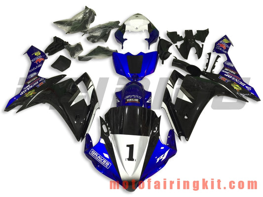 フェアリングキット YZF-1000 R1 2007 2008 YZF 1000 R1 07 08 プラスチック ABS 射出成形 完全なオートバイボディ アフターマーケットボディワークフレーム (ブラック &amp; ブルー) B044